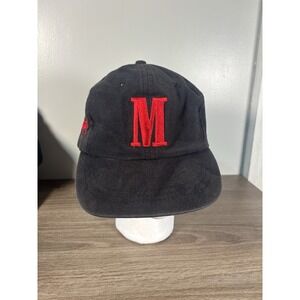 Marlboro Hat Cap Strap Back Black Red Embroidered Cowboy Advertising Mens Promo